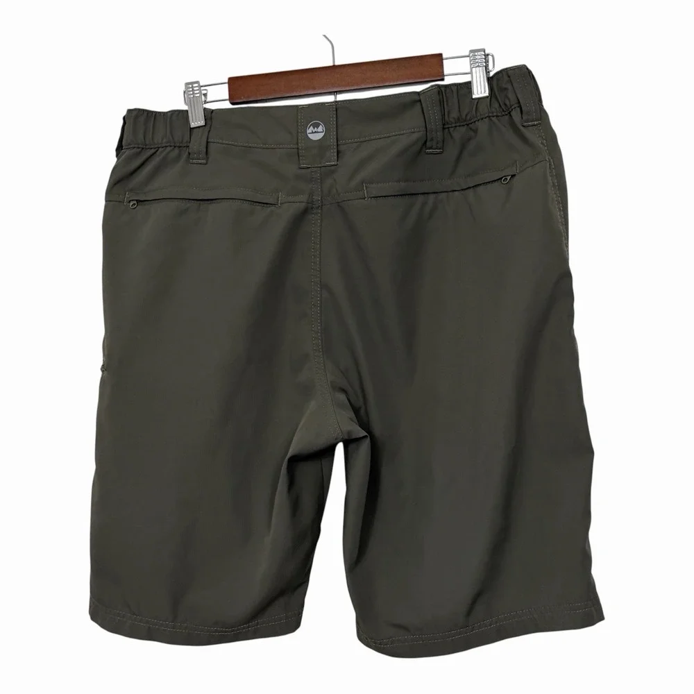 Wrangler Mens Outdoor Cargo Shorts Dark Olive Stretch Hiking Fishing Elastic 36
